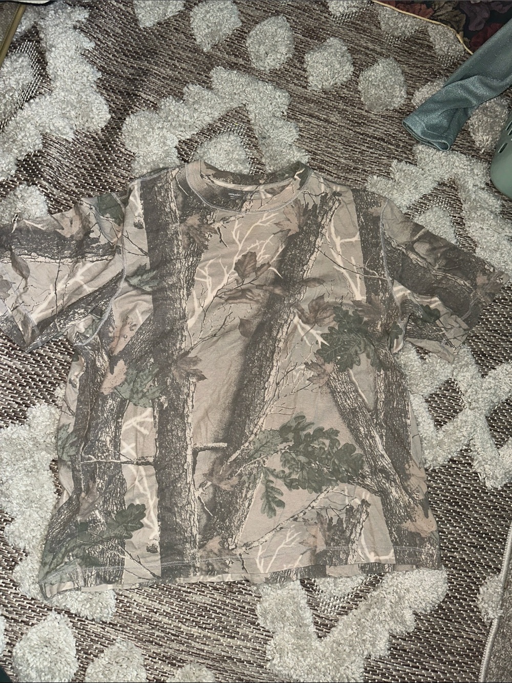 Abercrombie & Fitch Brown and Green Camo Tree-Print Short Sleeve Tee MEN XXLTALL